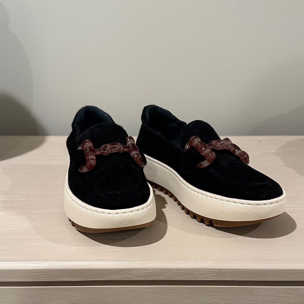 Dolce Vita Black Loafers with Pink Accent
